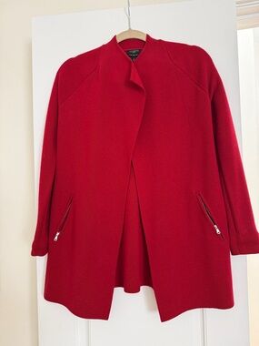 Talbots Red Pea Cardigan with Zip Pocket Details size P